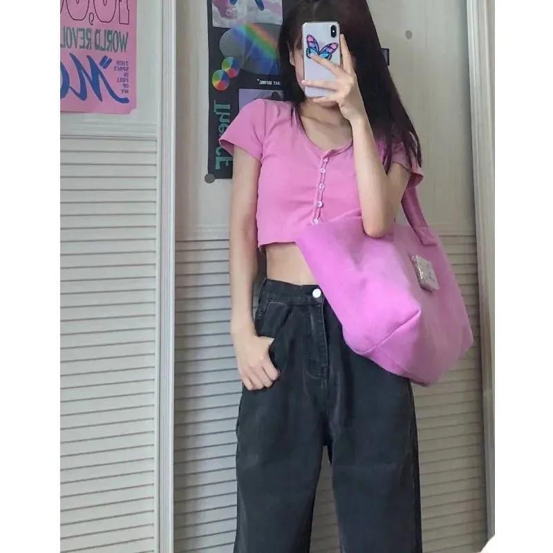 High Waist Stretch Jeans Women's Loose Long Denim Trousers Large Size Wide-leg Jeans Pants Spring and Autumn Casual Straight Denim Pants