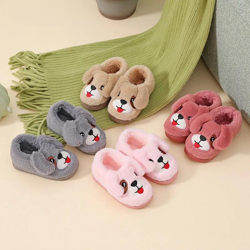 Children's Cotton Slippers Bag with Non-slip Soft Bottom for Primary School Students To Keep Warm In Winter Cartoon Cute Cotton Slippers