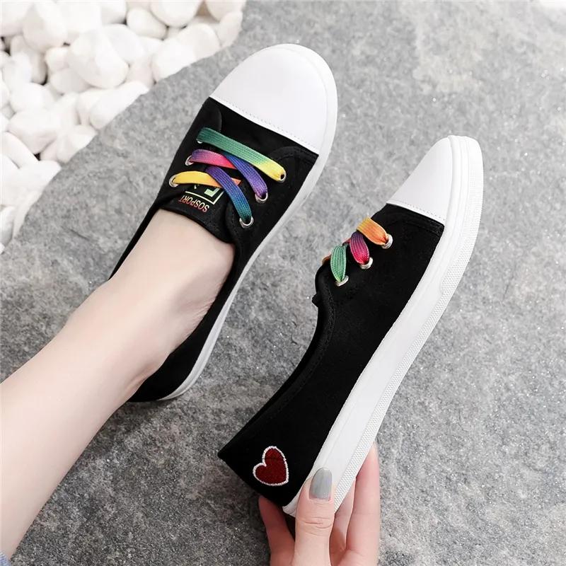 Spring and Summer Embroidered Breathable Canvas Shoes Women's Plus Size All-match Casual Flat Shoes