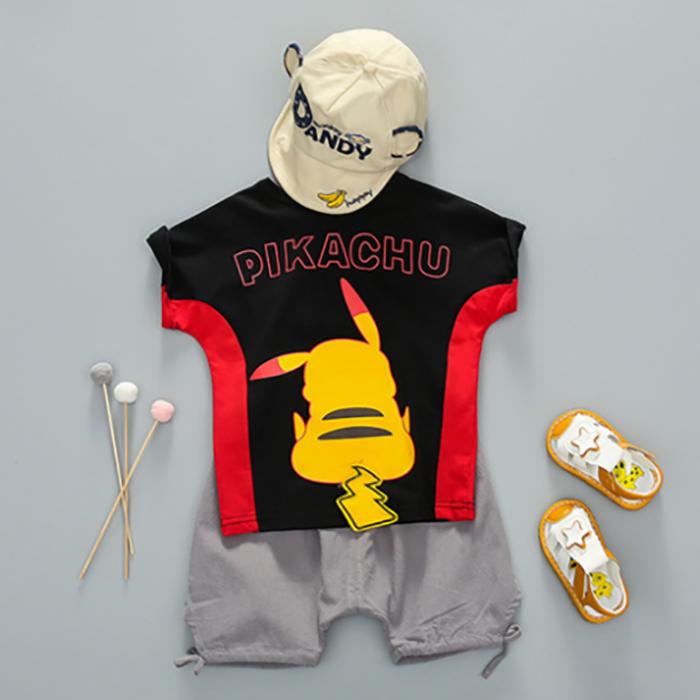 Cartoon Children's Summer Cute Set Pullover Top Short Sleeve T-shirt Shorts Boys Girls Two Piece Suit