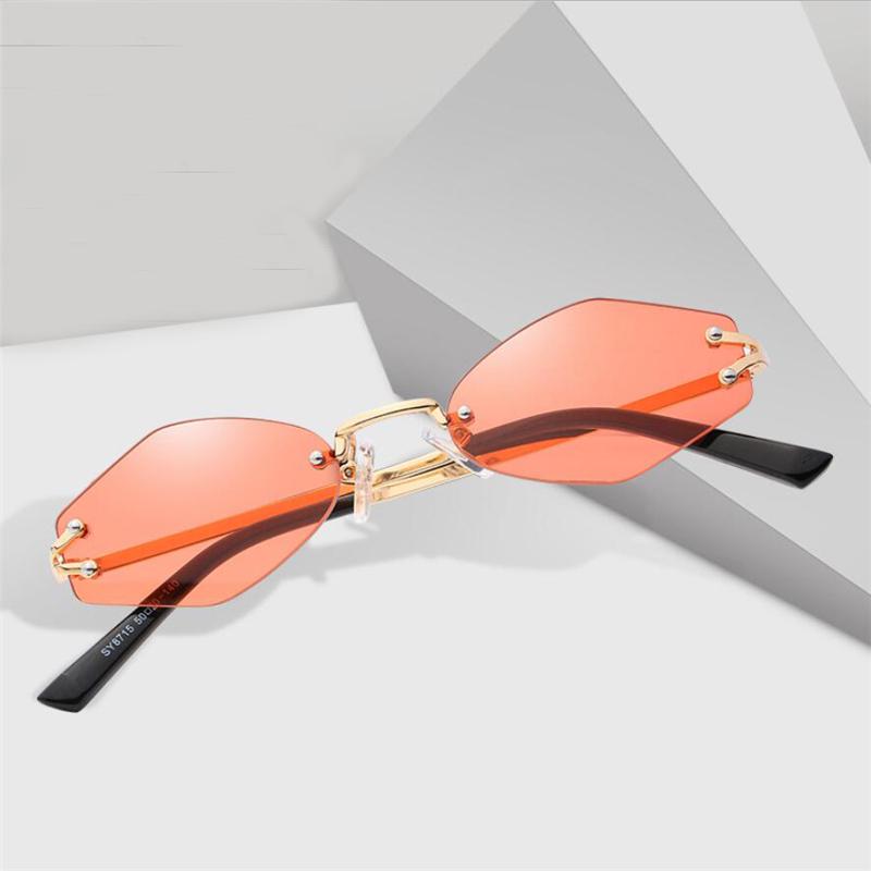 WTEMPO Women's Men's Sunglasses 2019 Brand Designer Rimless Yellow Lens Eyewear Retro Hexagon Sun Gl