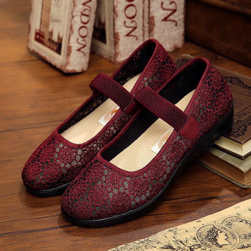 Middle-aged Elderly Old Beijing Cloth Shoes Summer Women's Net Shoes Non-slip Soft Bottom Breathable Old Lady Shoes Mother-in-law Shoes Mother Shoes