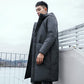 Fashion trend hooded men's down jacket autumn and winter plus down thick white duck down mid-length men's jacket
