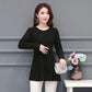 Women's Spring and Autumn Long-sleeved Top Large Size Waist Round Neck Printed Top