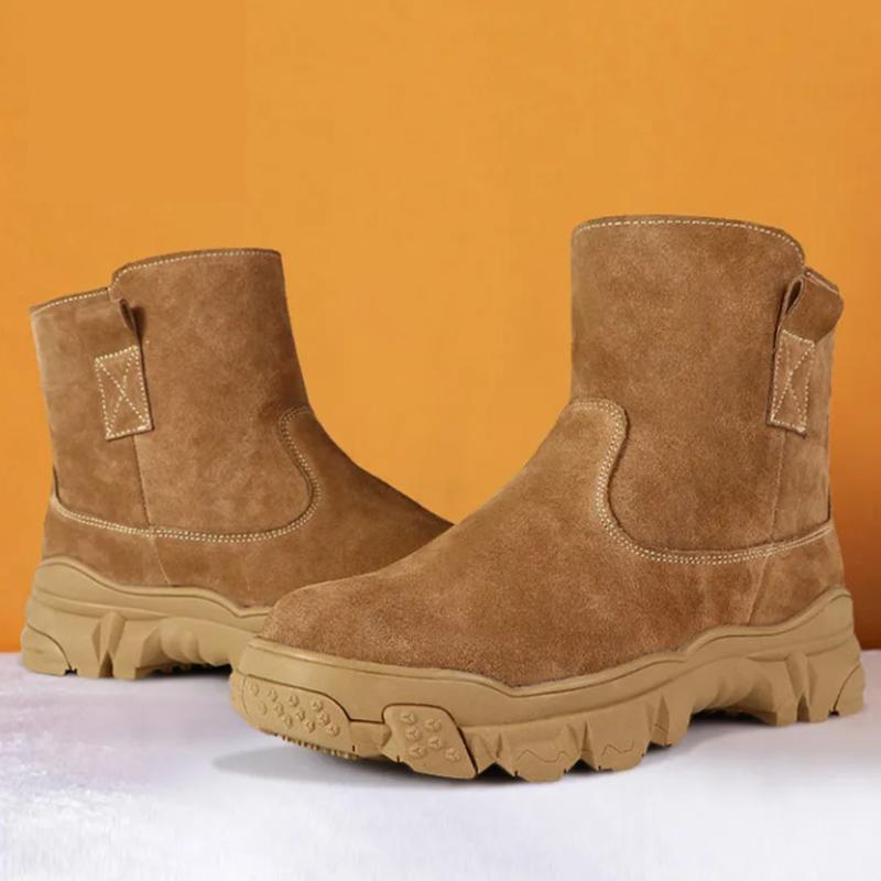 Men's Leather Cold-proof Boots Thickened Wool Warm Snow Boots