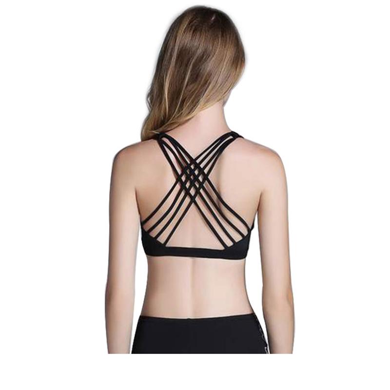 Fitness Sports Bra for Women Push Up Solid Cross Back Yoga Running Gym Workout Femme Training