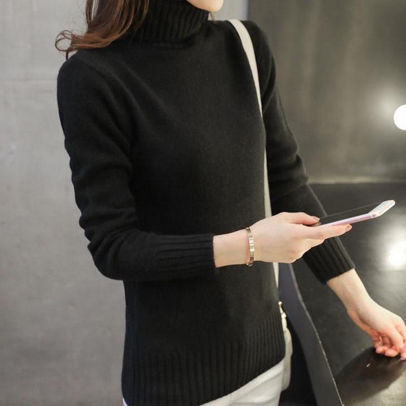 Autumn and Winter Thick Solid Color Sweater Turtleneck Pullover All-match Shirt Long-sleeved Knitted Bottoming Shirt