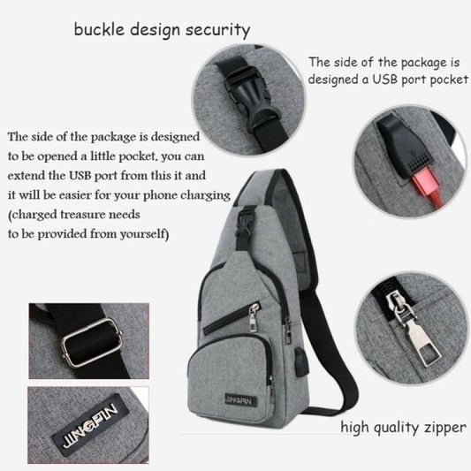 Large Capacity Bag Casual Outdoor Travel USB Charging Port Sling Bag Chest Bag for Men Crossbody Bag