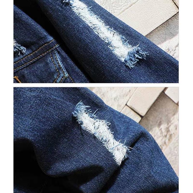 Men's Denim Jacket Retro Jeans Jacket Street Casual Pilot Fashion Hole Slim Men's Bomber Jacket