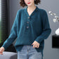 Spring and Autumn V-neck Loose Top Solid Color Plus Size Sweater Simple Casual Women Bottoming Shirt