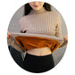 Women  Fleece Sweater Autumn and Winter Warm Knit Sweater Thick High Neck Pullover Sweater Stretch Slim Bottoming Shirt