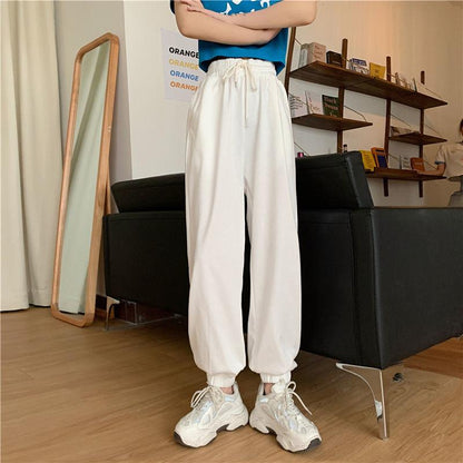 Grey Sports Casual Trousers Women's Loose Summer Thin Section Wide-legged High-waist Drape Is Thin and Versatile Straight-leg Pants