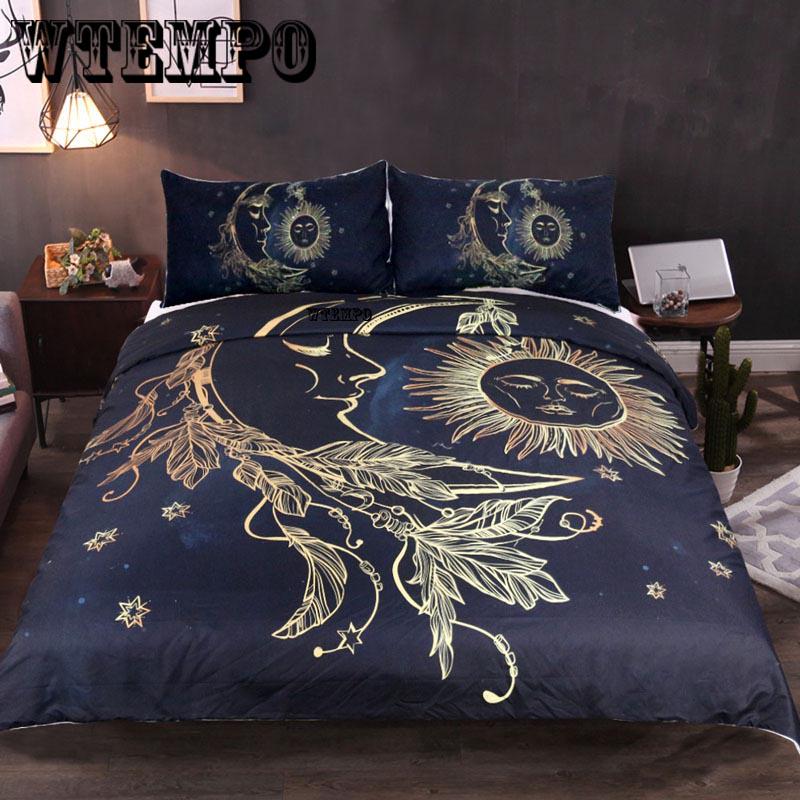 Home Decor Sun Flower Embroidery Duvet Cover with Pillow Cases Quilt Cover 3 Pcs Bedding Set