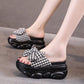 Flower Slippers Women Summer Thick Bottom Outside Wear Wedge Heel Muffin Lazy People Increase Temperament Light Sandals and Slippers
