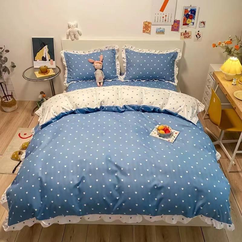 Bed Four-piece Wave Point Flower Bed Linen Is Set of 1.8 Meters 2 Meters Bed Home Bedding Four Seasons Universal