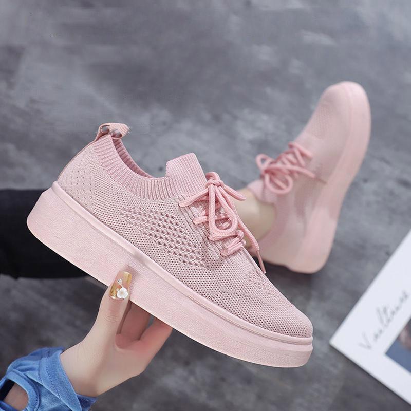 Sneakers Women's Sports Shoes Woman Vulcanized Women Mesh Lace Up Female Breathable Flat Ladies Comfortable Footwear
