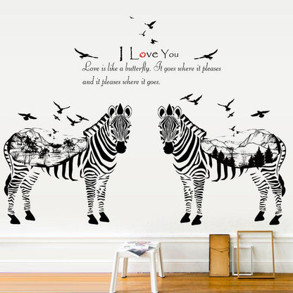 [Wall sticker ]2 Zebra Sketch Animals Wall Stickers For Kids Rooms Home Decor Living Room Bedroom Ki