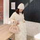 Casual Loose Argyle Hooded Parkas Women Fashion Solid Thick Long Coats Women Elegant Tie Belt Cotton Jackets Female Ladies