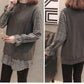 Spring and Autumn Stitching Flared Sleeve Top Loose Plaid Pullover Sweater Fashion Casual Sweater Women