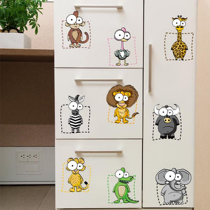 [Wall stickers] big eyes animals Jiugongge wall stickers for kids rooms kitchen Refrigerator art dec