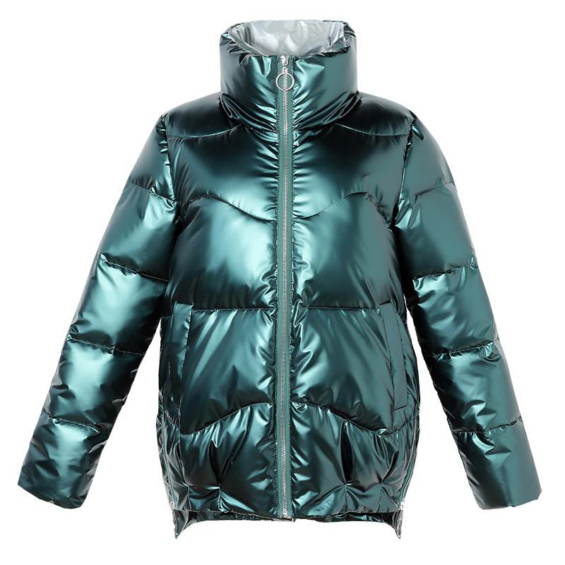 Fashion Women Winter Jackets Stand Collar Thicken Warm Down Coats Silver Bling Parkas 2021 New Lady Warm Jackets and Coat
