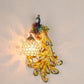 Retro peacock crystal LED wall lamp living room background bedroom bedside peacock phoenix wall lamp