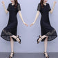 Women's Summer Short Sleeve Lace Dress Slim Round Neck A-Line Over Knee Dress