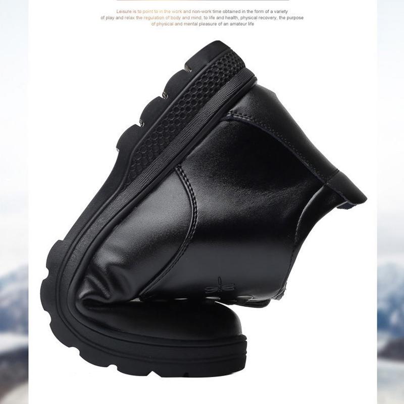 Leather Shoes Men's Autumn and Winter Plus Velvet Warm Cotton Shoes Casual Shoes Soft Sole Leather Shoes