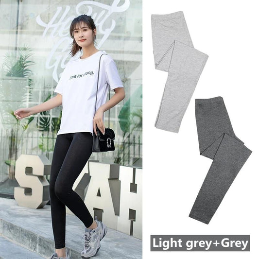 2 Pcs Women's Leggings Spring and Summer Outerrwear Elastic Slimming Cropped Trousers Modal Thin Women's Mid-waist Skinny Trousers Thin and All-match