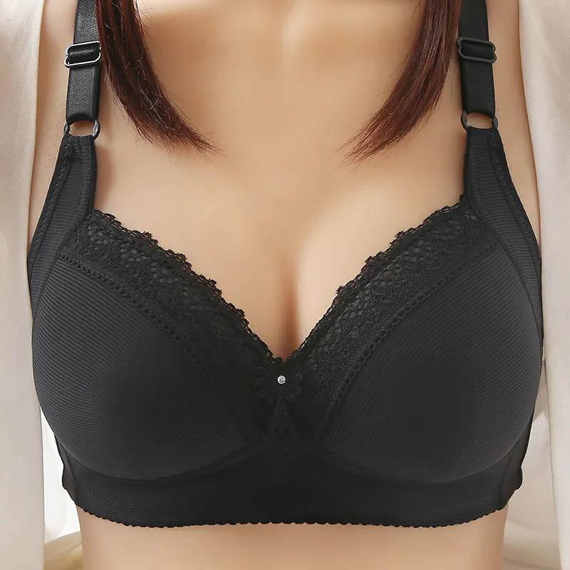 Ladies Large Size Thin Section Gathering Anti-Sagging Sexy Beautiful Back Comfortable Bra Adjustable Breathable Lightweight Bra