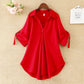 Mid-length Short-sleeved Chiffon Shirt Women's Summer Large Size Loose Waist Chiffon Shirt Top Women