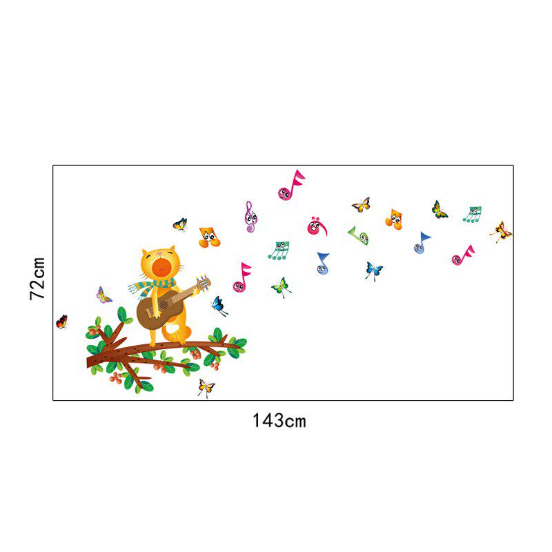 [sticker ]Cartoon Cat Play The Guitar Wall Stickers For Kids Rooms Children Room Nursery Bedroom Ho