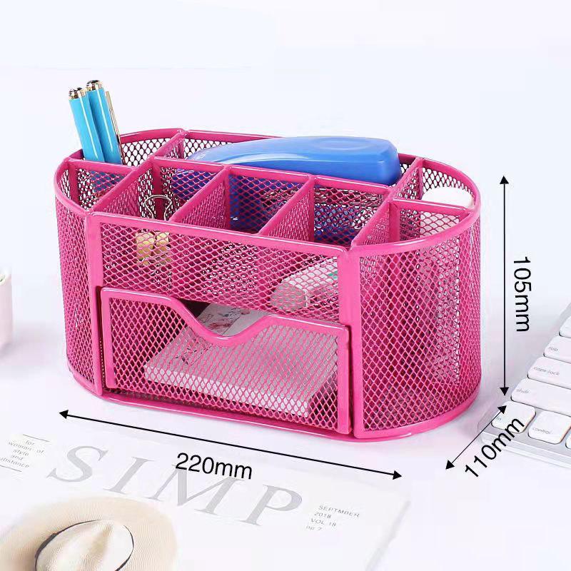 Multifunctional Iron Pen Holder Mesh Storage Box Mesh Hollow Pen Pot Makeup Brushes Storage Desk Pen Holder