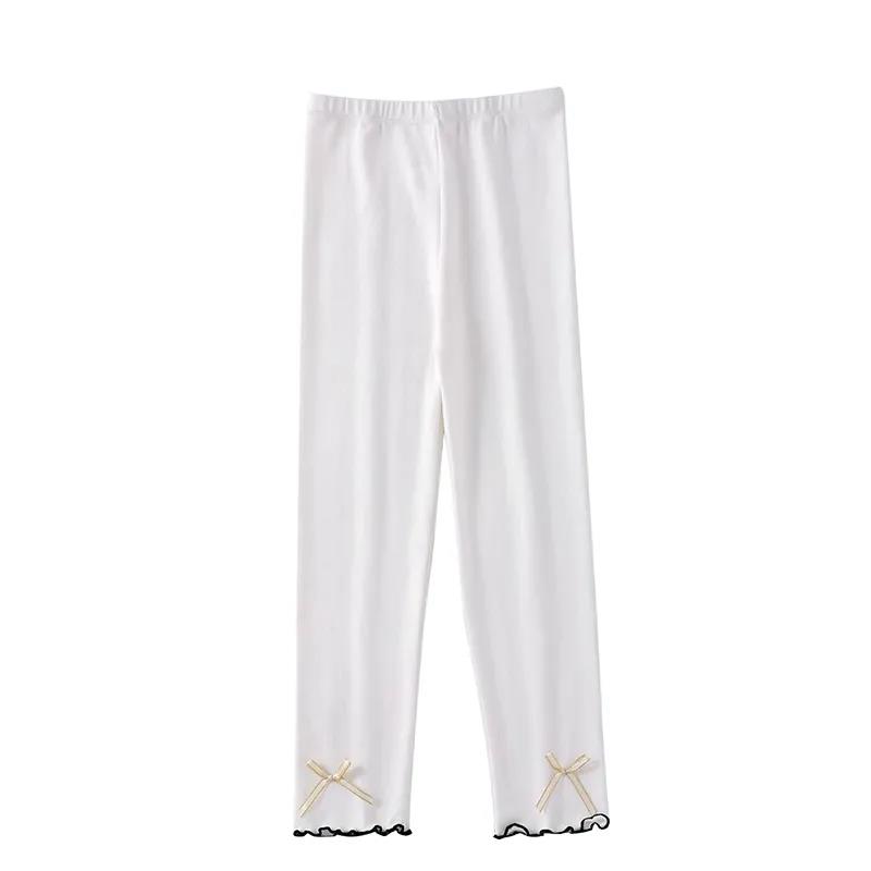 Girls' Leggings Children's Spring and Autumn Thin Bow Korean Ninth Pants Baby Outer Wear and Inner Wear Stretch Pants