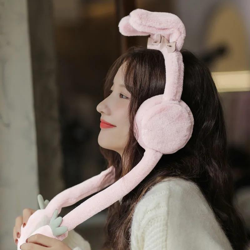 Removable Earmuffs for Womens Winter Cute Cat Claw Warm Ear Muffs Cartoon Cat Ears Plush Earflap Windproof Ear Protection Earlap Cover Antifreeze