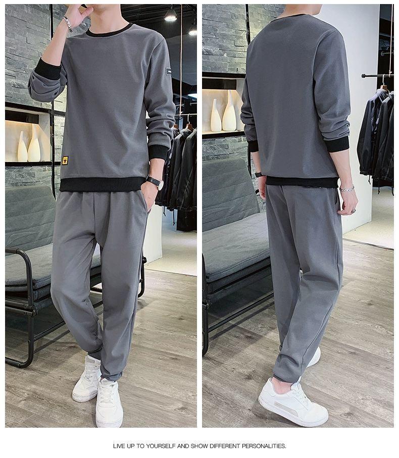 Suit Long-sleeved T-shirt Men's Sweater Casual Sports Spring and Summer Suit Korean Version of The Trend Handsome Men's Set