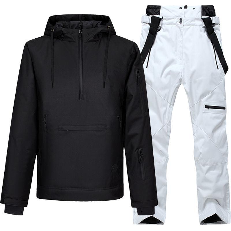 Winter Windproof and Waterproof Ski Suit Suit Unisex Veneer Waterproof and Cotton Wear-resistant Couple Ski Hoodie Suit