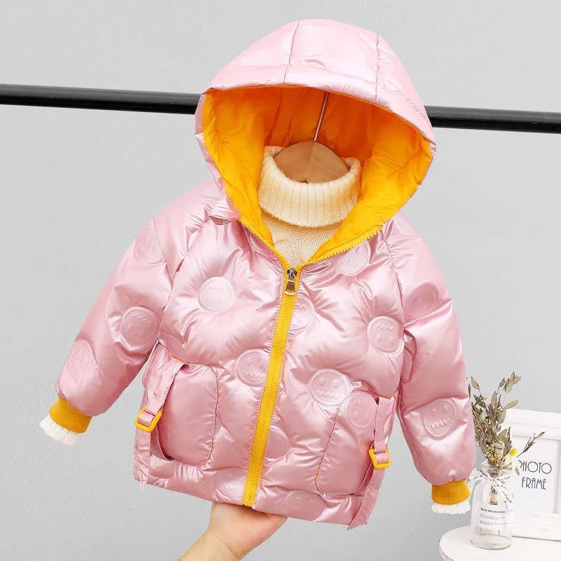 Girls' Down Jacket Shiny Face-free Winter Wear Thick Warm and Windproof Jacket