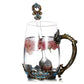 Retro Enamel Color Water Cup Flower Teacup Personality Trend Glass Female Teacup Creative Home Coffee Cup with Lid Spoon