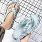 Men's Spring Summer Large Size Printed Slippers Solid Color Soft Sole Flat Couple Slippers Beach Flip Flops