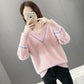 Imitation Mink Velvet Fashion V-neck Sweater Women  Korean Loose Comfortable Net Red All-match Hooded Long-sleeved Blouse