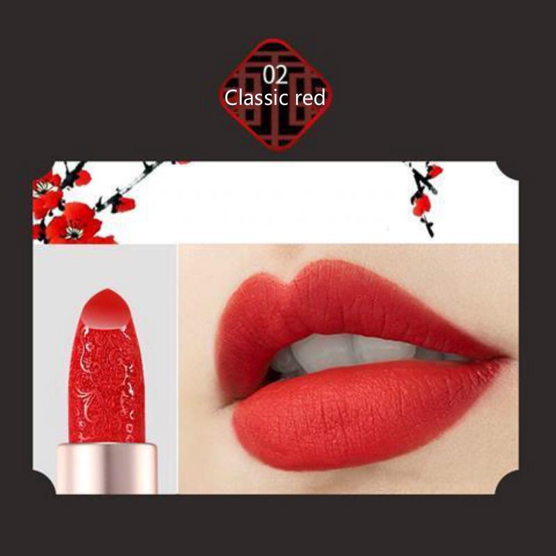 Velvet matte lipstick carved lip balm modern gold ong lasting waterproof orange red lipstick