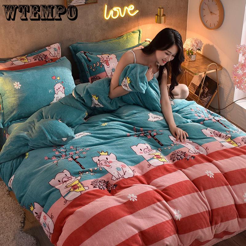 Bedding Soft Winter Thickening Four Pieces of Warm Velvet Flannel Four-piece Bedding Set