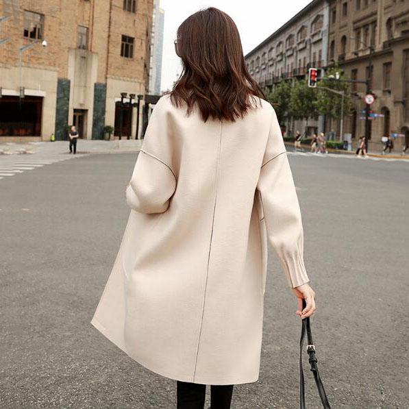 Women Autumn Winter Woollen Coat Long Sleeve Turn-Down Collar Blazer Outwear Jacket Elegant Overcoat