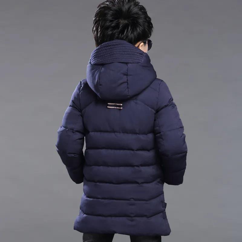 Boy's Cotton-padded Jacket Western Style Children's Coat Plus Velvet Padded Jacket Winter Clothes In The Big Children's Mid-length Korean Version