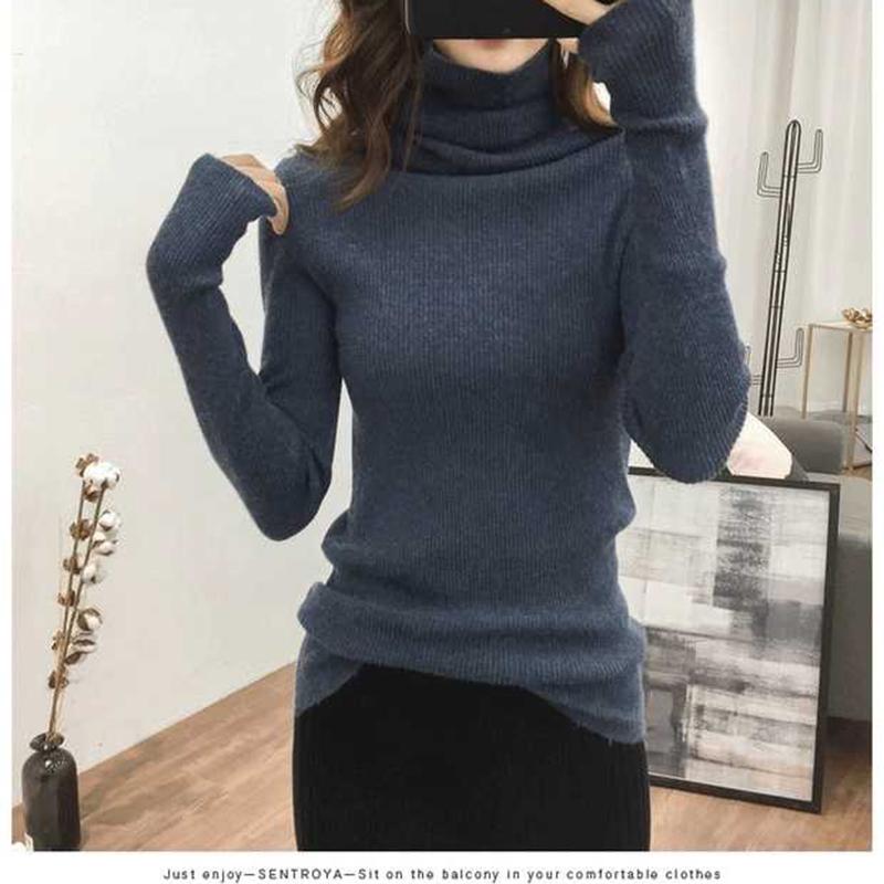 Pofulove womenTurtleneck Sweater Pullover Long Sleeve Warm Thick Knitting Sweater jumpers Winter
