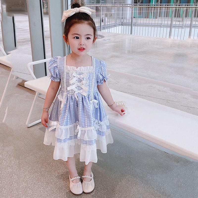 Cute Girl Dress Summer Princess Dress Girl Loli Style Show Skirt Cute Loli Skirt Puff Sleeve Lace Tutu Skirt Comfortable and Breathable Fabric