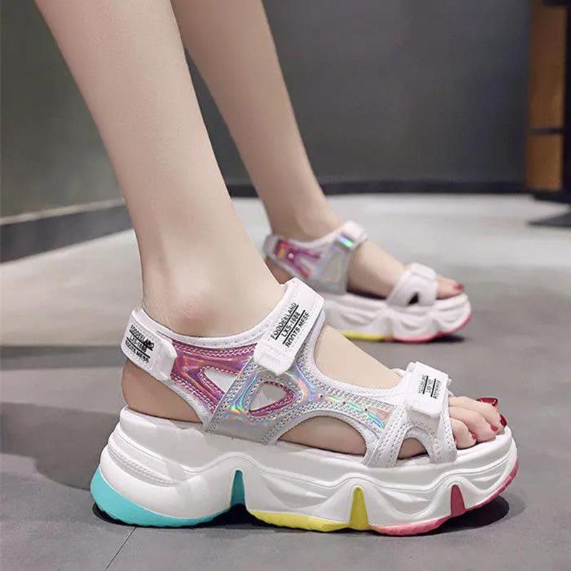 Sports Sandals Women's Thick Sole Muffin Sports Casual Beach Shoes Wedge Heels Colorful Handsome Ladies Sandals