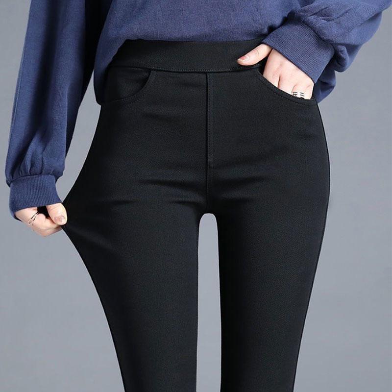 Women's Autumn Leggings Outer Wear High Waist Tight Elastic Pants Korean Version Pencil Pants Black Pants Trousers