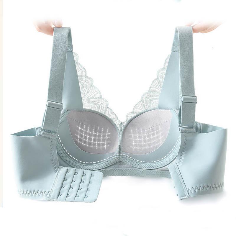 Upper Thin Lower Thick Cup No Steel Ring Gather Side Natural Support Adjustable Soft Skin-friendly Non-marking Pull Cotton Breathable Lace Sexy Bra